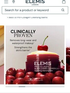 New' ELEMIS Pro-Collagen Black Cherry Cleansing Balm 20g O.7 Oz.